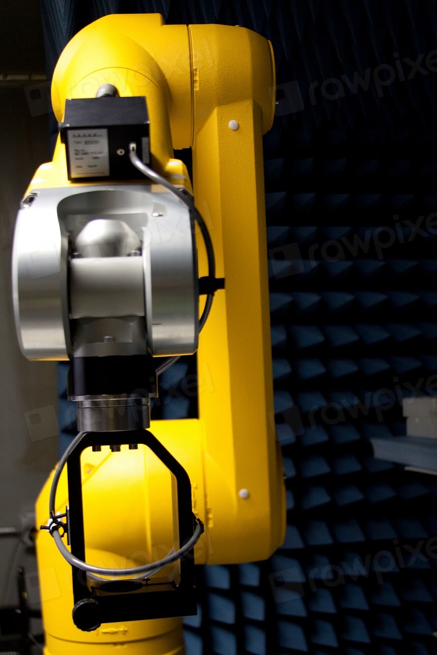 An industrial robotic arm performing automated work